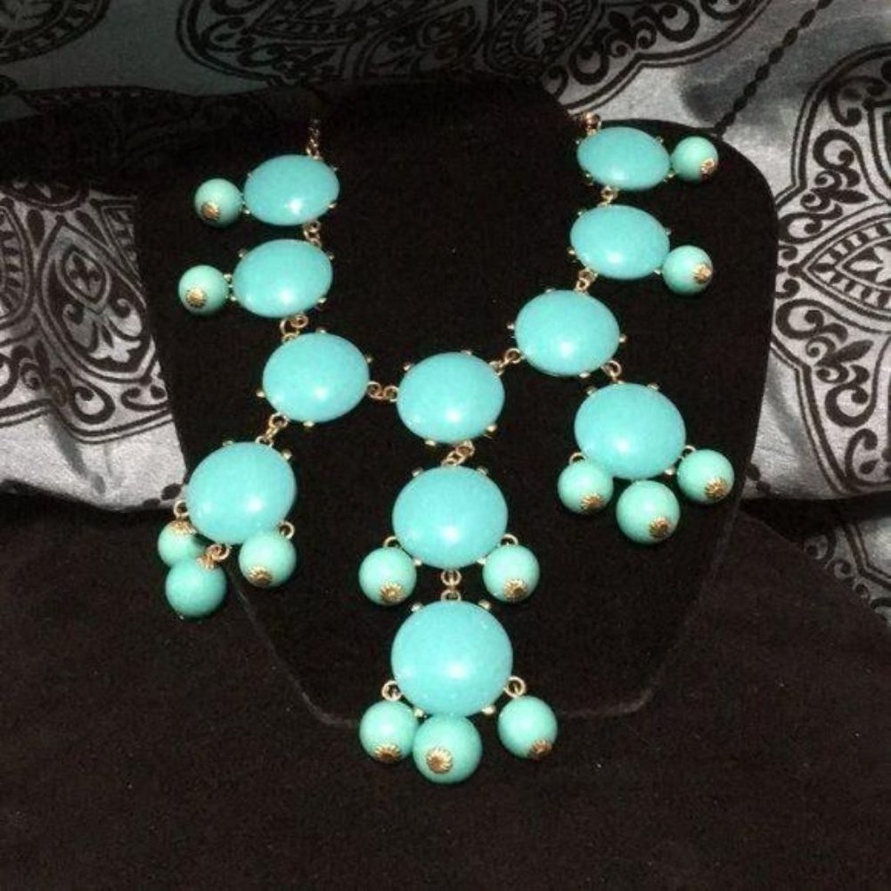 Erica Lyon Bubble Lake Blue Gold Tone Necklace Turquoise Green Statement Jewelry